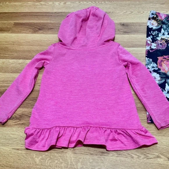 Nike Pink Dri-Fit Hoodie & Floral Leggings Set, Girls Size 2T - Picture 5 of 6